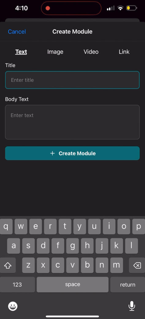 Module Creation Interface